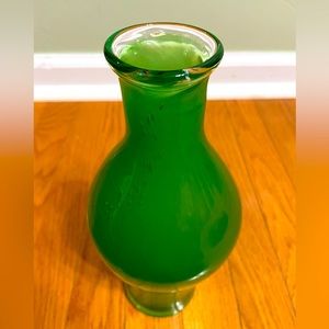 Hand blown vintage green glass vase McM very heavy beautiful home decor